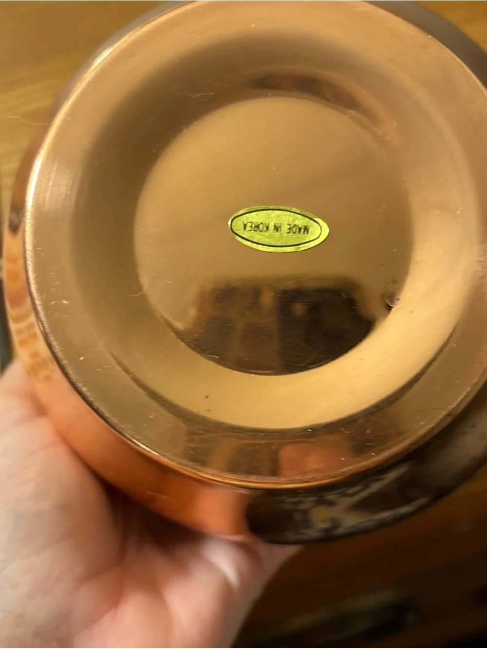 Copper-Tone Venting Sugar Bowl with Brass Handles